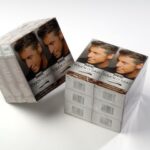 Eine Verpackung für Haarfärbemittel mit Falteinschlag