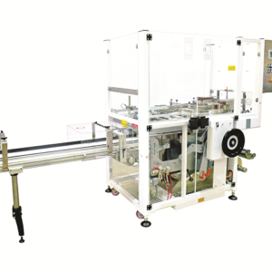 Eine Falteinschlagmaschine wird in der Seitenansicht zur Schau gestellt