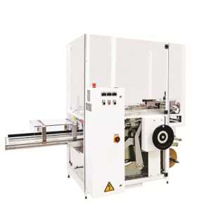 Eine Falteinschlagmaschine wird in der Seitenansicht zur Schau gestellt