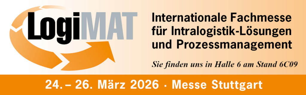 Logo der Messe LogiMAT vom 24. - 26. März 2026 in Stuttgart